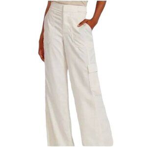 EXPRESS EXTREME HIGH RISE CARGO UTILITY IVORY LYOCELL WIDE PANTS NWOT